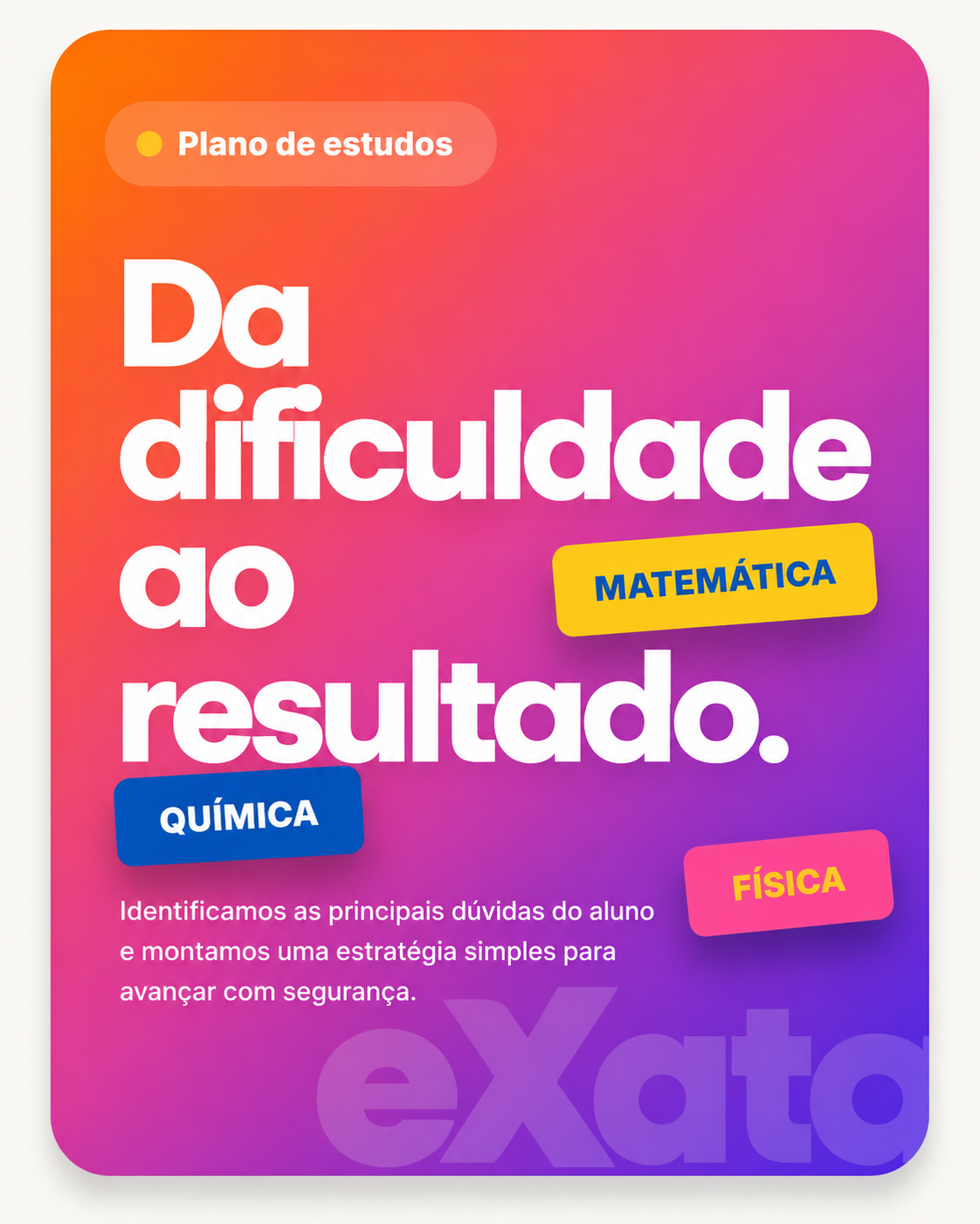 Materiais e planejamento de estudos da Tutoria Exata